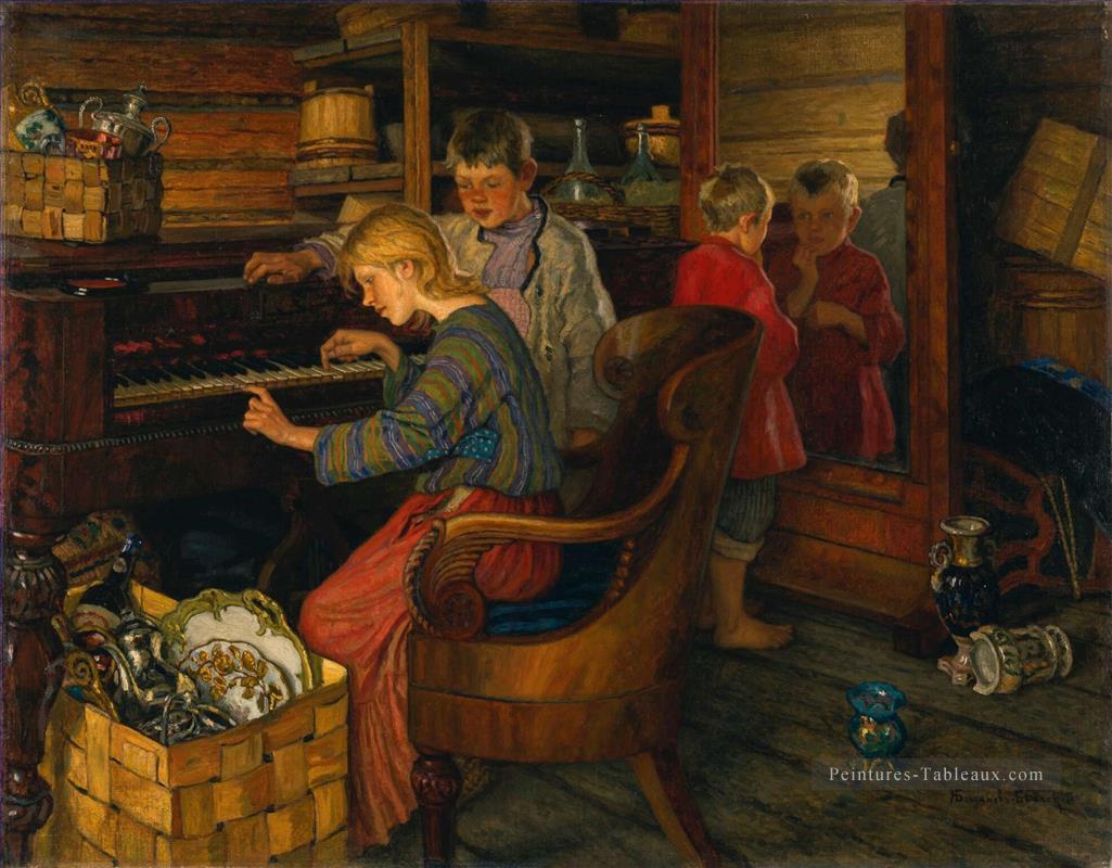 ENFANTS PAR LE PIANO Nikolay Bogdanov Belsky Peintures à l'huile